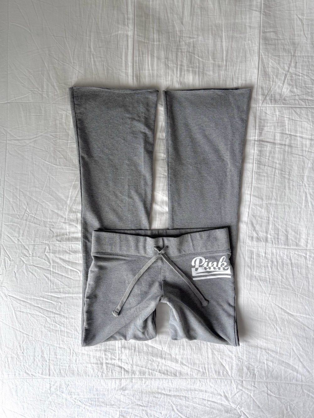 Y2K Victoria's Secret PINK Grey Flare Leg Drawstring Sweatpants (Size S)
